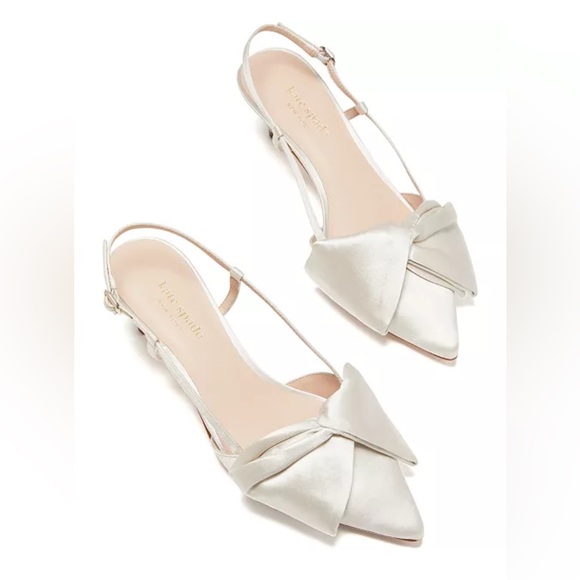 kate spade Shoes - Kate Spade White Satin Heels